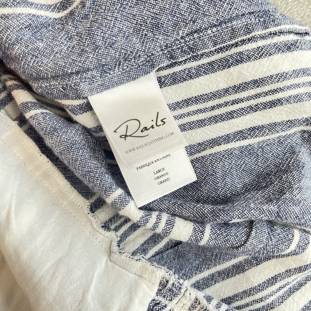 Rails Kyra Seaport Stripe Linen Blend Jumpsuit Large Quiet Luxury Summer Resort - Picture 11 of 16